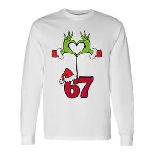 Green Christmas Hands 67 Meme Humor Tri Blend T-shirt à manches longues - Product Image 1