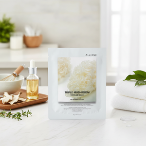 ALLIONE Masque en tissu pour le visage aux trois champignons, format voyage, aux herbes vintage, 5 unités - Fabriqué en Corée K-Beauty - Product Image 3