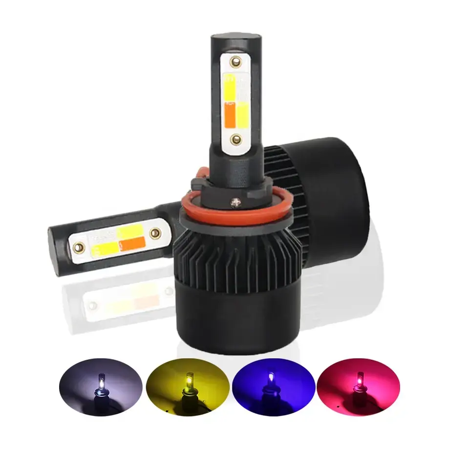 S2 H4 LED Bulb LED Headlight H1 H7 H8 H11 HB3 HB4 60W LED Lights 4 Color flash Auto Lamp Car Automobiles LED Head lamp 12V 24V