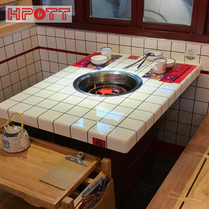 Đá Cẩm Thạch hiện đại lẩu bàn ăn với dookers cảm ứng cho nhà hàng khách sạn hoặc nhà bếp bán buôn vật liệu kim loại - Product Image 1