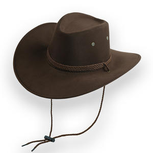 Chapeau de cowboy western SOLPOP Angleterre pour homme et femme, en feutre synthétique et daim, à large bord incurvé, avec corde, idéal pour l'équitation en extérieur - Product Image 2