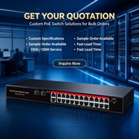 Switch PoE Administrado de 24 Puertos 10/100Mbps con 2 Uplinks Gigabit, 2 Puertos SFP de Fibra, 360W, Gestión en la Nube