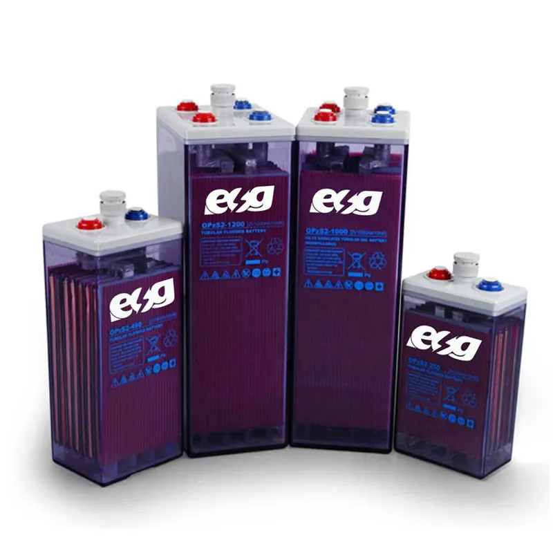 ESG Penyimpanan Energi Surya OPzS OPzV 2V 800Ah 1000Ah 1200Ah 1500Ah 2000Ah 2500Ah 3000Ah Gel Agm Baterai Tubular