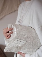 Sac fourre-tout en toile blanc à sequins pour femme, élégant sac à bandoulière brodé floral avec fermeture éclair, design marguerite tendance, logo personnalisé, faible MOQ