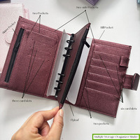 Y&G Wholesale A6 Couverture de carnet de budget en cuir PU grainé noir, finition nacrée métallique, avec anneaux, pour agenda, organisateur et planificateur, avec feuille de rechange
