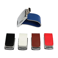 Flashdisk USB Logam Tipe Flip dengan Casing Kulit PU, Pilihan Warna Beragam, Logo Custom, Pendrive untuk Promosi Grosir Premium