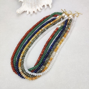 Collar de cuentas de piedras preciosas de 4*6MM, Ojo de Tigre, lapislázuli de Jade amarillo, bonito collar con colgante de perlas reales como regalo, collar de bloqueo OT - Product Image 5