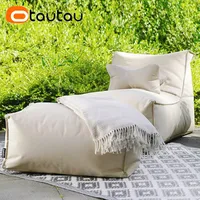 OTAUTAU Housse de pouf moderne d'extérieur en tissu Oxford pour piscine, transat flottant, plage, club SF505 – Housse amovible et imperméable (sans rembourrage)