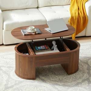 Best Seller Modern Durable <strong>Oval</strong> <strong>Storage</strong> and Open Lift Top <strong>Coffee</strong> <strong>Table</strong> for Living Room Home Furniture - Product Image 1