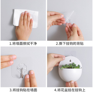 Wall Mounted Hydroponic Flower Pot <b>Plastic</b> Circular Minimalist Design For Indoor Green <b>Plants</b> With Hooks Included - Product Image 4