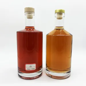 Bouteille de whisky en verre 750ml, nouveau Design personnalisé, avec réservoir en liège, vodka, flacon de eau