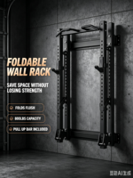 Rack de squat mural en acier pliable, barre de traction, rack d'entraînement fonctionnel multi-stations, cage de musculation Smith