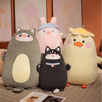 Coussin en peluche animaux de dessin animé mignons, canard, lapin, chat, poupée en peluche douce, coussin long pour canapé, lit, cadeau pour enfants