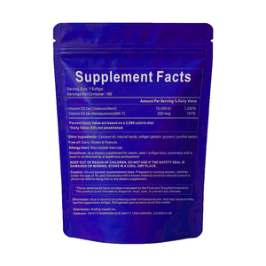 Vitamina D3 y VITAMINA K2 de marca privada de alta calidad que favorecen la salud de los huesos y los dientes y mantienen la salud cardiovascular en cápsulas blandas. - Product Image 2