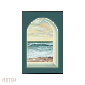 Décoration intérieure moderne peinte à la main peinture à l'huile <span class=keywords><strong>paysage</strong></span> de <span class=keywords><strong>mer</strong></span> toile fenêtre mur Art photo - Product Image 2