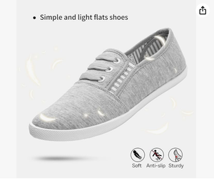 Women's <strong>Canvas</strong> Slip on <strong>Sneakers</strong> - Casual Walking Shoes, Non Slip Work Shoes - Product Image 3