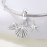 Pendentifs Bracelet Coquillage, Étoile de Mer et Coquille Saint-Jacques, Charme Collier Mignon en Cuivre Plaqué Argent, Accessoires de Bijoux DIY pour Cadeau de Fêtes