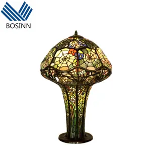 Tiffany Table Lights Copper Flower Spider European Classic Tiffany Lighting Living Room Art Collection Table Lamps