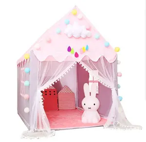 Castillo Tipi plegable para niños, tienda de juegos para interior, color rosa, sin cojín