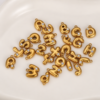 Breloques en forme de lettres bulles plaquées or 18 carats, serties de strass, pendentifs en acier inoxydable pour femmes, accessoires de fabrication de bijoux