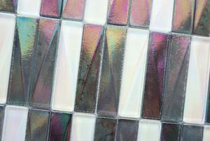 Carreaux de <span class=keywords><strong>mur</strong></span> Stratifié Cuisine Backsplash <span class=keywords><strong>Blanc</strong></span> Paillettes Carrelage Mosaïque En Verre Recyclé - Product Image 2