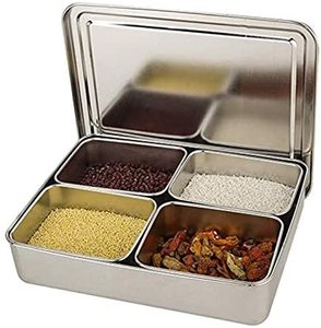 Serveur de <span class=keywords><strong>condiments</strong></span> divisé Boîte d'assaisonnement Stockage des assaisonnements Boîte à épices Boîte à bento en métal japonais en acier inoxydable - Product Image 3