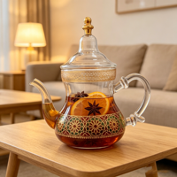 Service à thé en verre SUNPRO écologique, style bohème marocain vintage de luxe léger, pour le Moyen-Orient et l'Arabie Saoudite