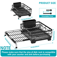 Égouttoir à vaisselle pliable extensible en acier au carbone, organisateur mural de cuisine pour évier et comptoir