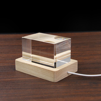 Bloc de cristal vierge K9 50*50*80mm avec base en bois LED Horizon, cube de gravure laser 3D en verre, lampe de nuit avec boîte cadeau magnétique de luxe