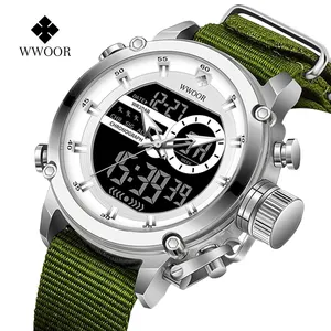 WWOOR 8882 Factory Wholesale Direct Selling Mens Wristwatch Sport Waterproof Calendar Weekly Display Dual Movement Watch Quartz