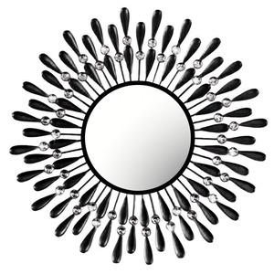 Black Floral <b>Wall</b> <b>Mirror</b> Crystal Decorative Round <b>Hanging</b> <b>Mirror</b> Metal Decorative <b>Mirror</b> for Bedroom Entryway Living Room - Product Image 5