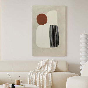 Peinture à l'huile abstraite crémeuse peinte à la main, couleurs Morandi, décoration de salon, salle à manger, œuvre d'art sans cadre, effet visuel 3D - Product Image 2