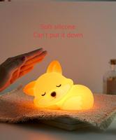 Nouvelle veilleuse en forme de petit renard, alimentée par batterie USB, rechargeable, en silicone, pour chambre à coucher, lampe d'ambiance de chevet, design créatif de dessin animé