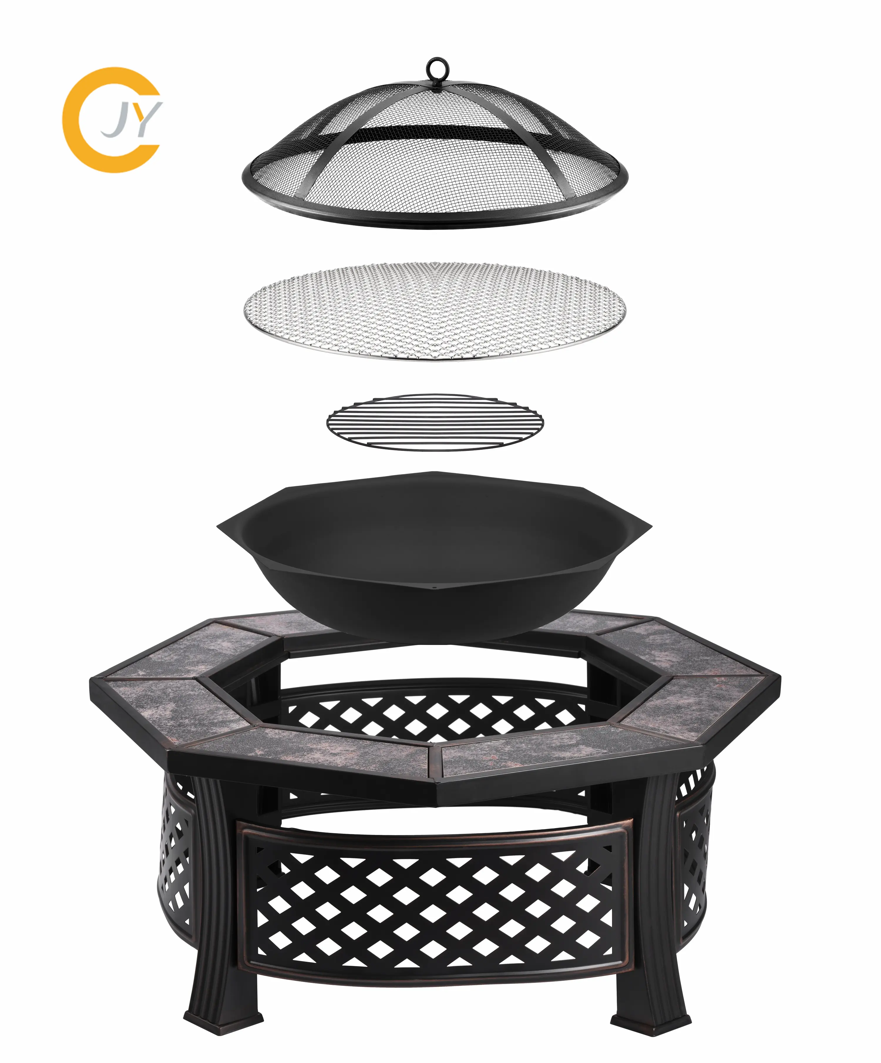 Outdoor Firepit with Water Feature Low Smoke Square Metal Fire Pit and Water Bowl for Garden Bbb Barbecue