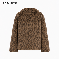 Manteau en fausse fourrure pour femme, imprimé léopard marron, chaud et épais, style streetwear de luxe, tendance, en stock, vente en gros