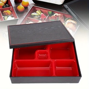 Boîte à bento en plastique à <span class=keywords><strong>5</strong></span> <span class=keywords><strong>compartiments</strong></span> avec couvercle en plastique Récipient alimentaire laqué de 1000ml pour la conservation du déjeuner de sushi à faible quantité minimale de commande - Product Image 1
