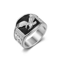 Bague pour homme en acier inoxydable 304, motif aigle chauve ailé, plaqué or rose, style hip-hop, haute qualité, nouvelle mode, vente en gros personnalisée, idéal comme cadeau