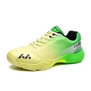 新款设计超细纤维皮革鞋帮男女运动网球鞋透气防滑羽毛球鞋