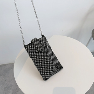 Sac de soirée mini bandoulière pour femme, orné de diamants, sac à main de luxe scintillant entièrement en strass pour téléphone - Product Image 3