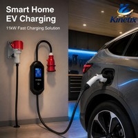 Station de recharge portable pour véhicules électriques Kinetix 11 kW, prise CEE Type 2, courant réglable, triphasé 90 V 265 V, niveau 2, borne murale domestique