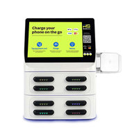 Borne de recharge commerciale pour smartphones à 8 emplacements, avec batterie Li-Polymère 8000 mAh, 60 W, écran tactile et paiement sans contact