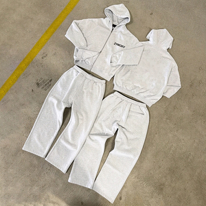 Fabricante de Conjuntos Deportivos Casuales Personalizados, Sudadera con Cremallera, Pantalones Deportivos con Cordón, Conjunto Deportivo Holgado y Resistente para Hombre - Product Image 1
