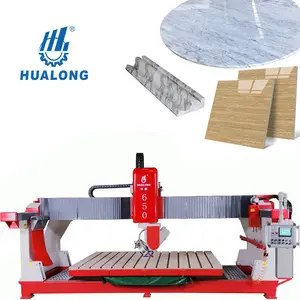 HUALONG stone machinery HLSQ-650 Siemens PLC marble quartz cutting automatic monoblock bridge saw machine granite stone cutter