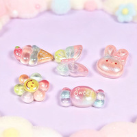 Nouvelles paillettes fines dégradées, motif fleur de bonbon, dessin animé, pour accessoires de pince à cheveux et pendentifs DIY en colle crème faits maison