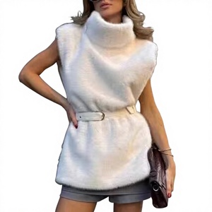 Vente en gros Europe Amérique – Nouvelle collection Printemps 2026 – <span class=keywords><strong>Gilet</strong></span> élégant <span class=keywords><strong>mi</strong></span>-<span class=keywords><strong>long</strong></span> en polyester à col roulé et effet duveteux pour <span class=keywords><strong>femme</strong></span> G7-A1892 - Product Image 1