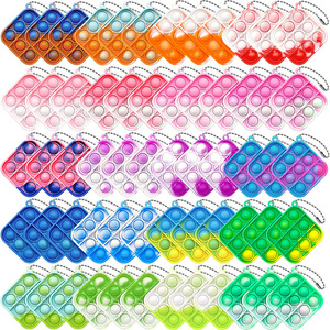 Populares Mini Juguetes Sensoriales Cuadrados de Silicona para Apretar, Llavero Sensorial de Burbujas, Paquete de Juguetes Antiestrés, Recuerdos a Granel para Fiestas de Niñas - Product Image 3
