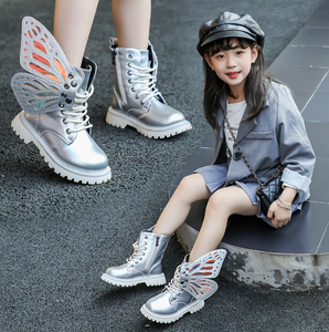 Children's Short <b>Boots</b> <b>Spring</b> and Autumn New Girls Wings Fashion Colour Short <b>Boots</b> Girls Silver Princess <b>Boots</b> - Product Image 2