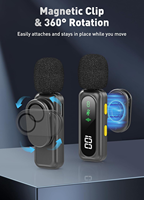 Clip magnétique 360 °   Microphone dynamique sans fil rotatif pour iPhone et Android avec LED, suppression du bruit, micro-cravate 2.4G