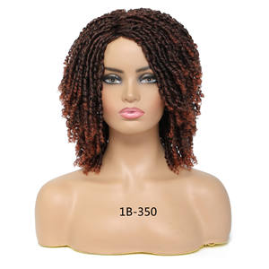 Perruque synthétique <span class=keywords><strong>afro</strong></span> kinky tressée courte, faite à la machine, style dreadlocks, fausses locks torsadées, sans colle, densité 150%, avec <span class=keywords><strong>bonnet</strong></span> en maille à boutons - Product Image 4
