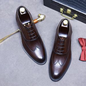 Chaussures Oxford pour hommes faites à la main, style britannique, à lacets, respirantes, antidérapantes, légères, formelles, décontractées, rehaussantes - Product Image 4